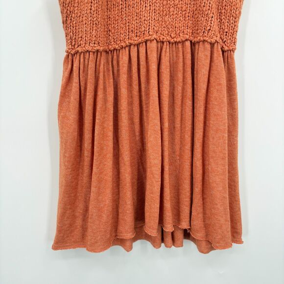 Free People Mountain View Tunic Top in Orange, XS, Boho Wool Blend Crochet - Picture 5 of 9